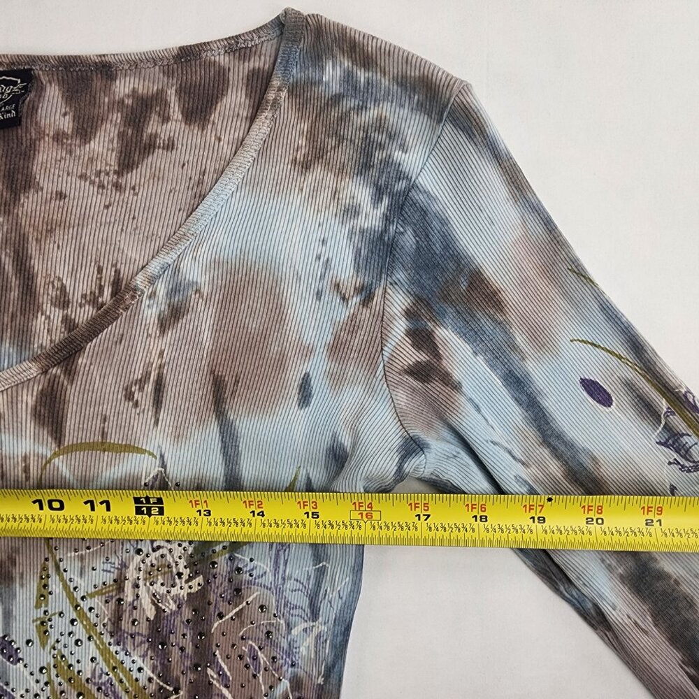 VTG Y2K Sledge USA Large L Thermal Graphic Shirt Cyber Fleur 3D Affliction Style - Picture 8 of 10